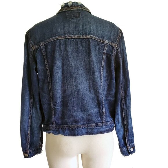 American Eagle Outfitters Deep Blue Wash Jean Jacket 100% Soft Cotton Size M - Picture 2 of 15